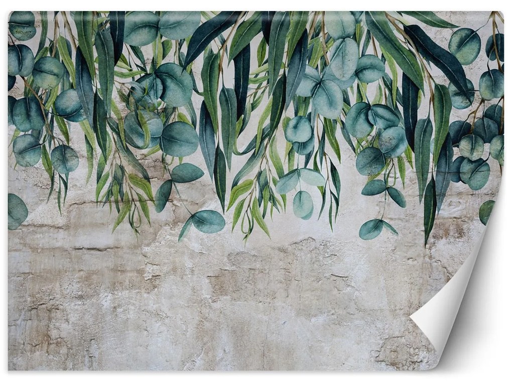 Gario Fotótapéta Zöld pasztell levelek betonon Anyag: Vlies, Méret: 400 x 280 cm