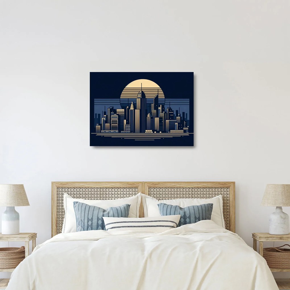 Üveg kép – Geometrikus város (70x50 cm)