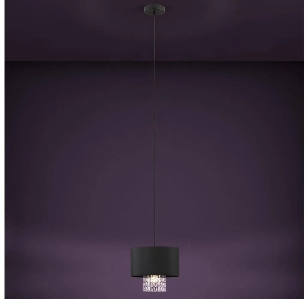 Eglo 39977 - Csillár zsinóron SAPUARA 1xE27/40W/230V fekete