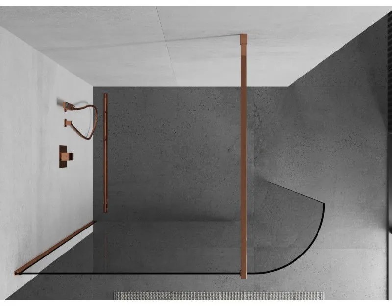 Mexen Kioto, lekerekített zuhanyparaván 80 x 200 cm, 8 mm átlátszó üveg, rózsa arany profil, 800-080-101-60-06