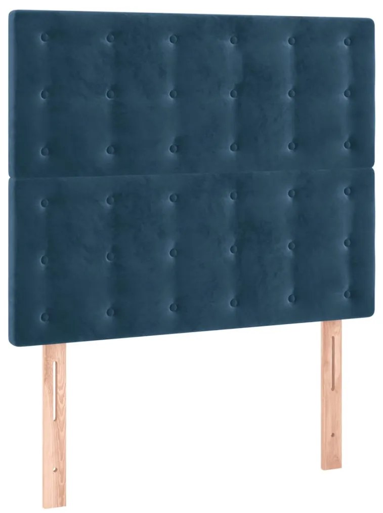 sötétkék bársony LED-es fejtámla 80x5x118/128 cm
