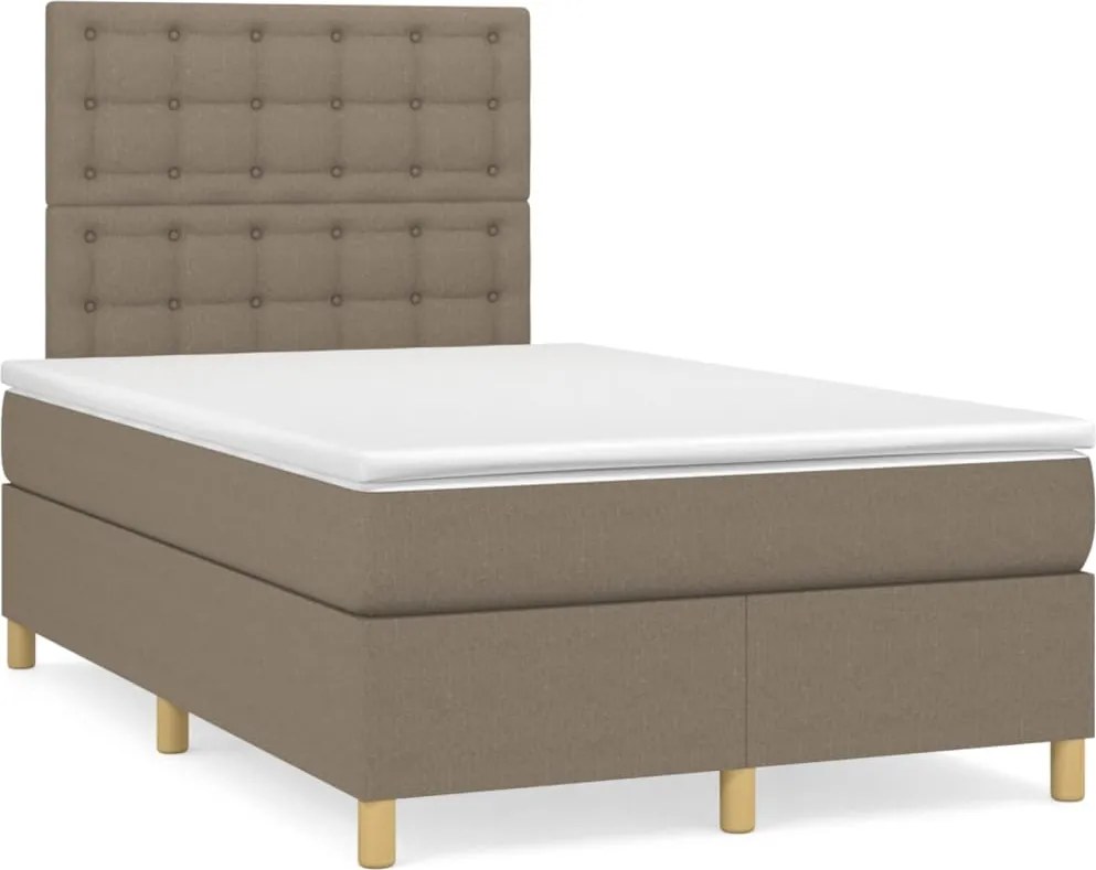 vidaXL tópszínű szövet rugós ágy matraccal 120 x 200 cm