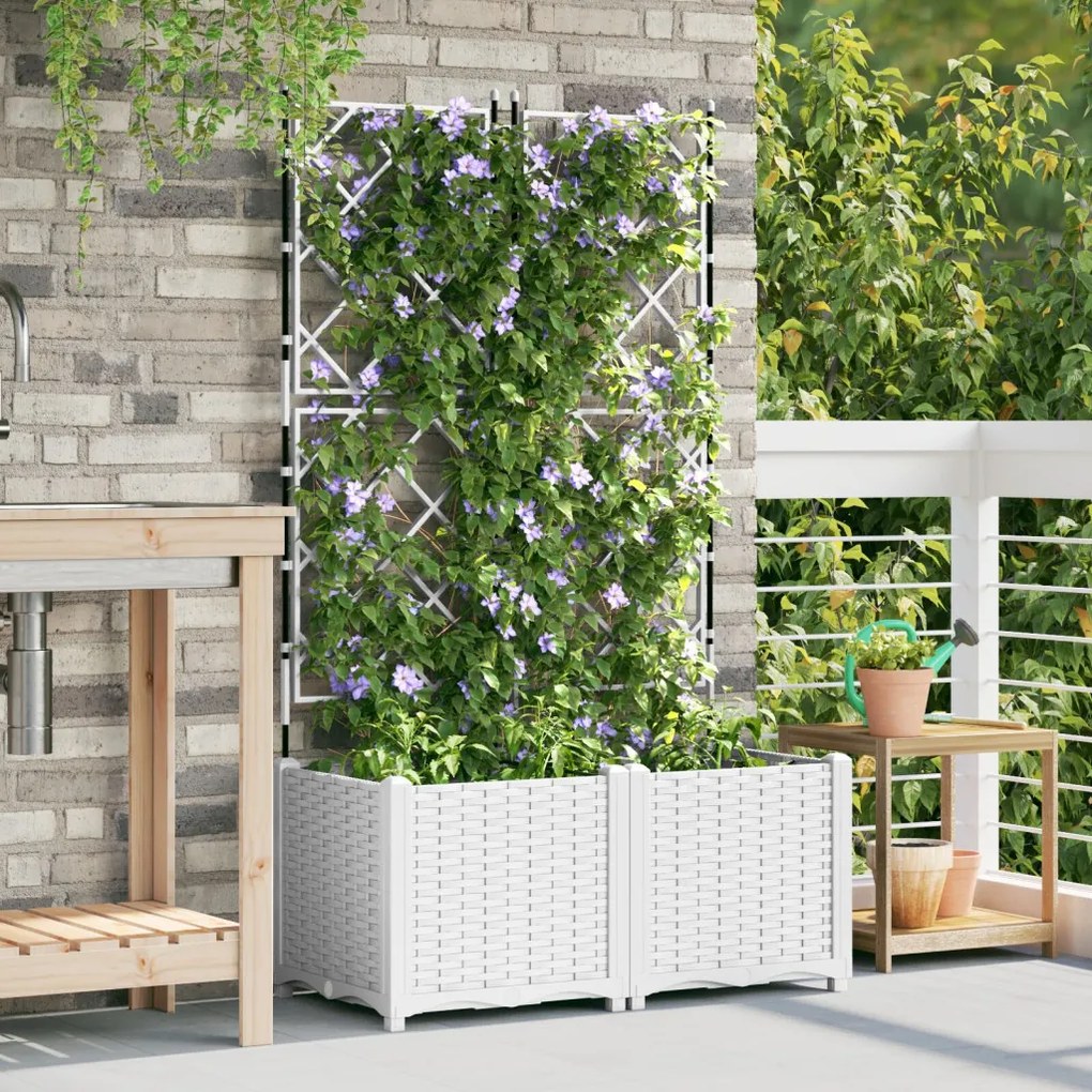 rácsos kert cserép 2 db Fehér 80x40x143 cm