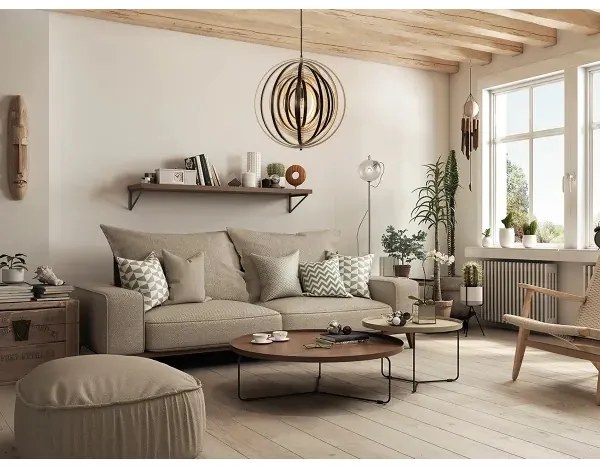 Fa függeszték zsinóron, 1xE27/60W/230V, átmérő 50 cm, tömör/furnér/kaucsukfa