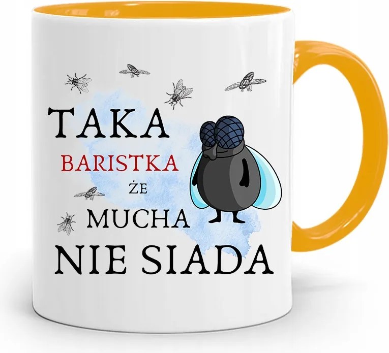 Barista Kávézó Bögre Sárga Ajándék fényképes nyomtatással