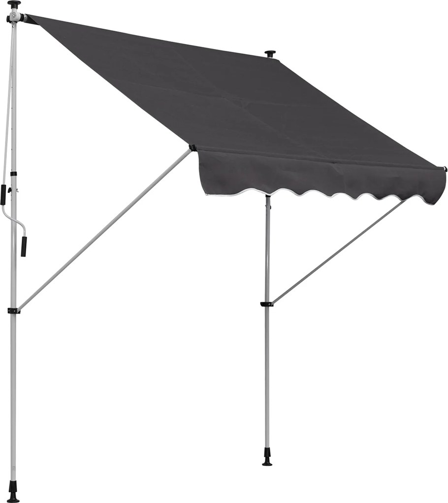 Outsunny Függőleges Napernyő Kézi Kurblival Állítható Magasságú, Behúzható, Szennytaszító, Időjárásálló Erkély Napernyő 150cm Teraszra | Aosom