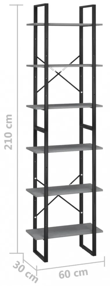 szürke tömör fenyőfa tárolópolc 60 x 30 x 210 cm