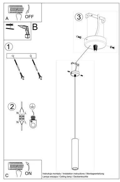 Sollux SL.0653 - LUVO 1xGU10/40W/230V beton/fekete függeszték