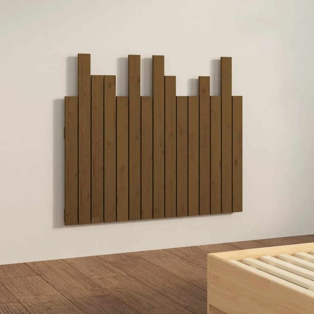 mézbarna tömör fenyőfa fali fejtámla 95,5 x 3 x 80 cm