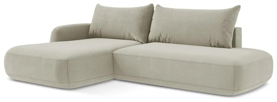 Bézs kinyitható sarokkanapé (bal oldali-heverő résszel) Hale – Makamii