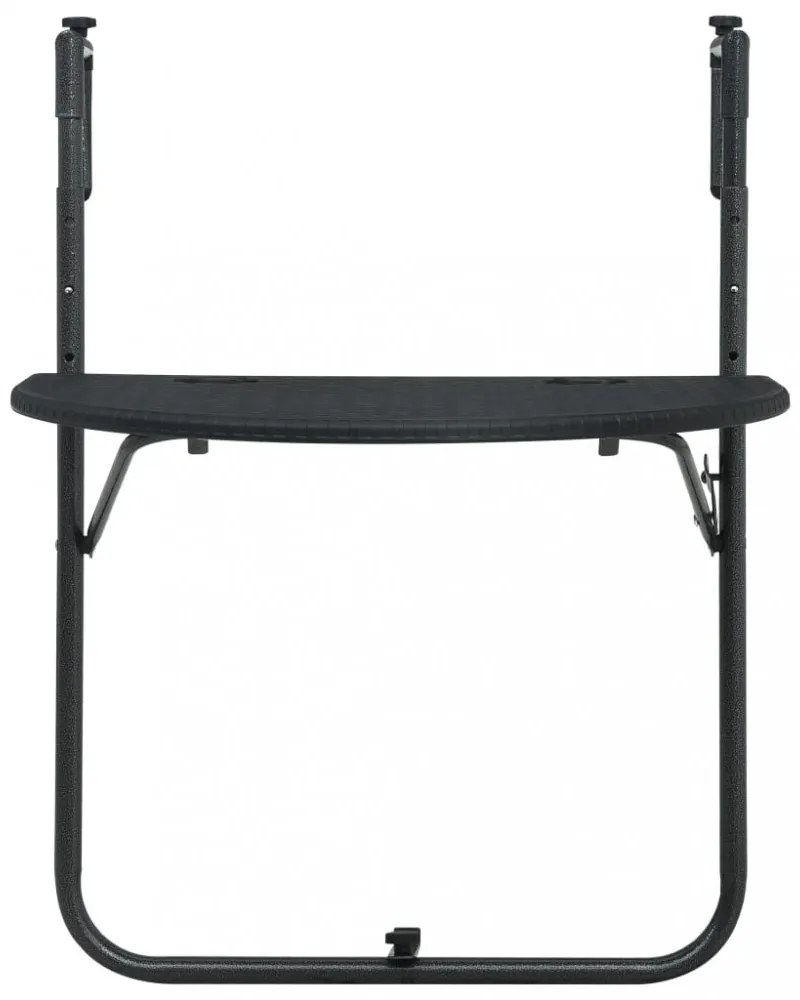 fekete rattan hatású műanyag függő erkélyasztal 60x64x83,5 cm