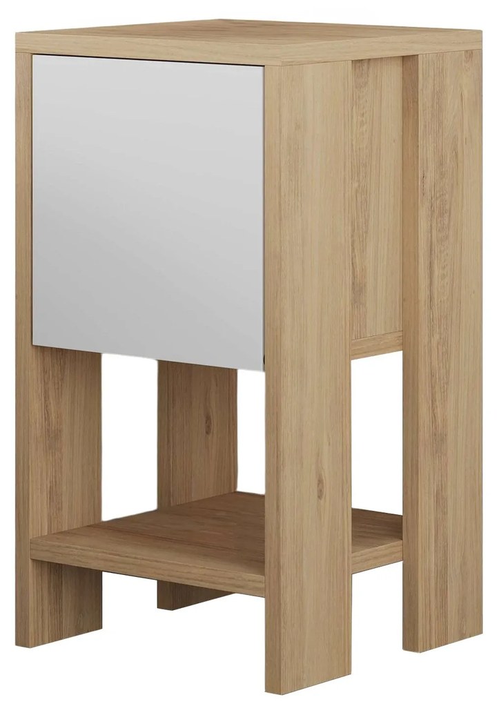 Éjjeliszekrény Ema - Sapphire Oak, White