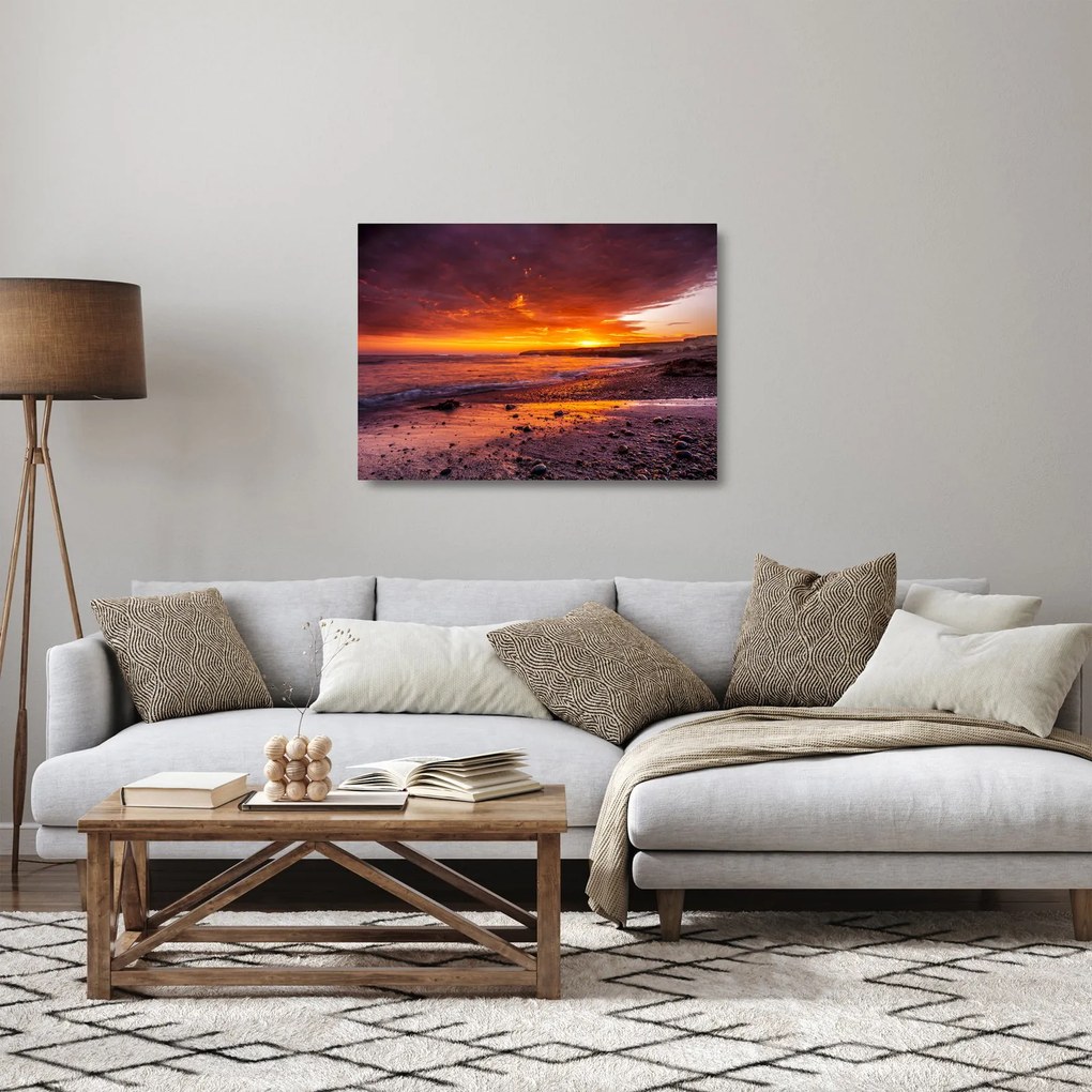 Naplemente a tengernél képe (üvegen) (70x50 cm)