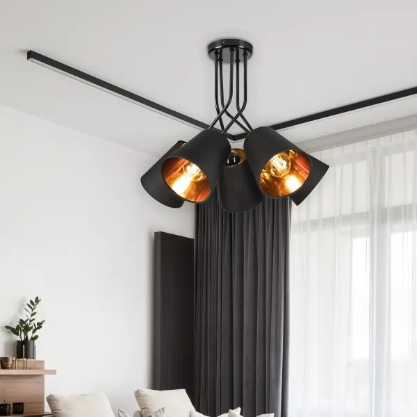 Csillár rúdon IRMA 5xE27/60W/230V fekete