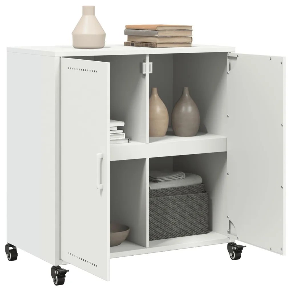 fehér acél tálalószekrény 68x39x72 cm