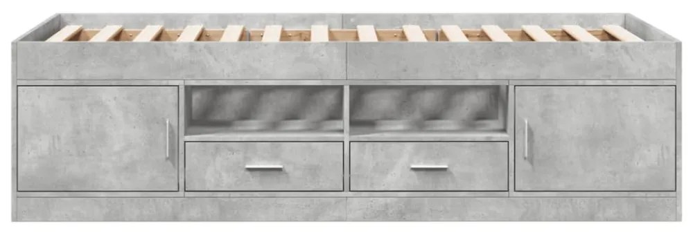 betonszürke kanapéágy fiókkal matrac nélkül 90x190 cm