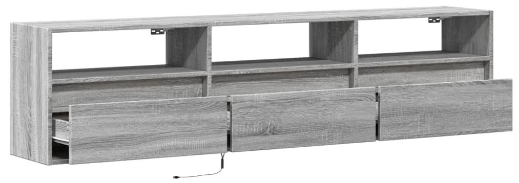 szürke sonoma színű fali TV-szekrény LED-del 180 x 31 x 45 cm