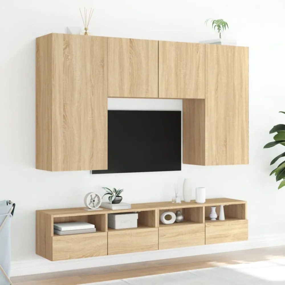 sonoma tölgyszín szerelt fa fali TV-szekrény 100 x 30 x 30 cm