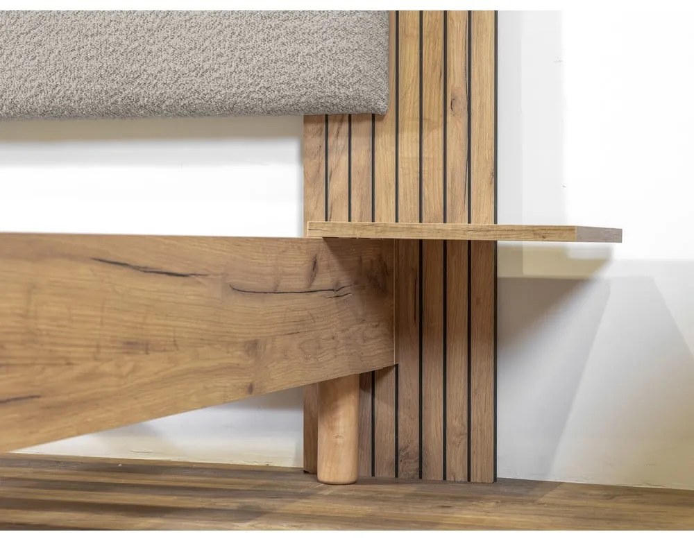 Világosszürke franciaágy ágyráccsal 160x200 cm Lior – Bobochic Paris