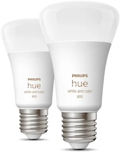 2x Philips Hue WACA A60 E27 LED dimmable bulb 6.5W 2000-6500K