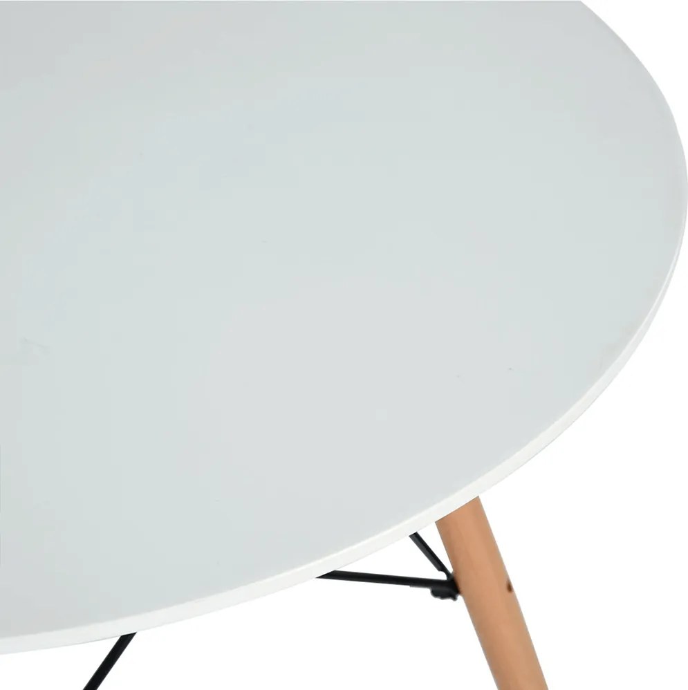 Étkezőasztal, fehér/matt/bükk, átmérő 120 cm, DEMIN NEW