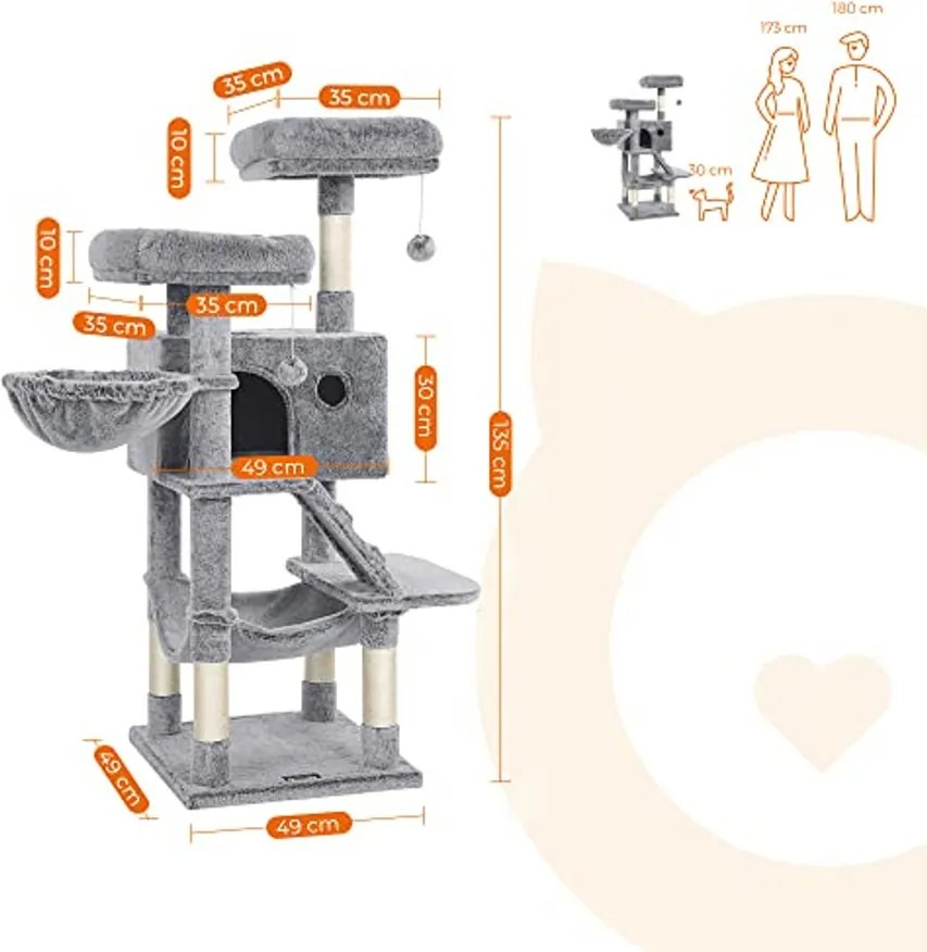 Macska kaparófa, macskatorony nagy macskáknak, ultrapuha, szürkéskék