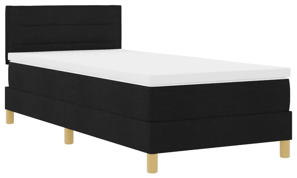 Fedett rugós ágy matraccal & LED világítással Fekete 90x200 cm Szövet
