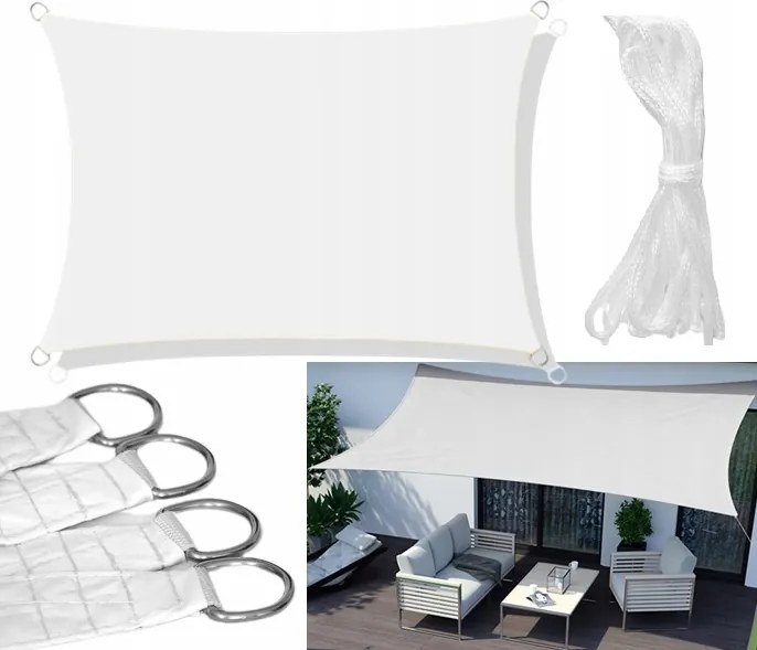 Kerti Napvitorla Vízálló 5x3 m Fehér Erős Napellenző