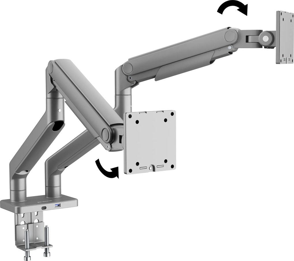 JAKE fém dupla monitorállvány, szürke