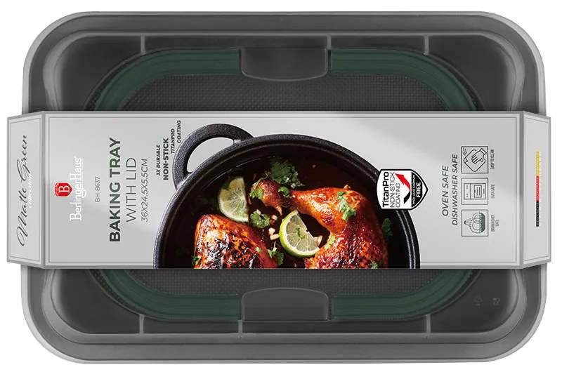 Tapadásmentes tepsi fedővel matt zöld Berlinger Haus