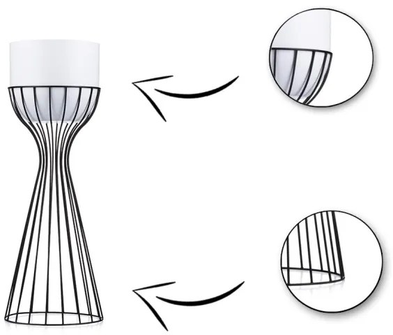 Fém virágcserép LOFT 46x20 cm fekete/fehér