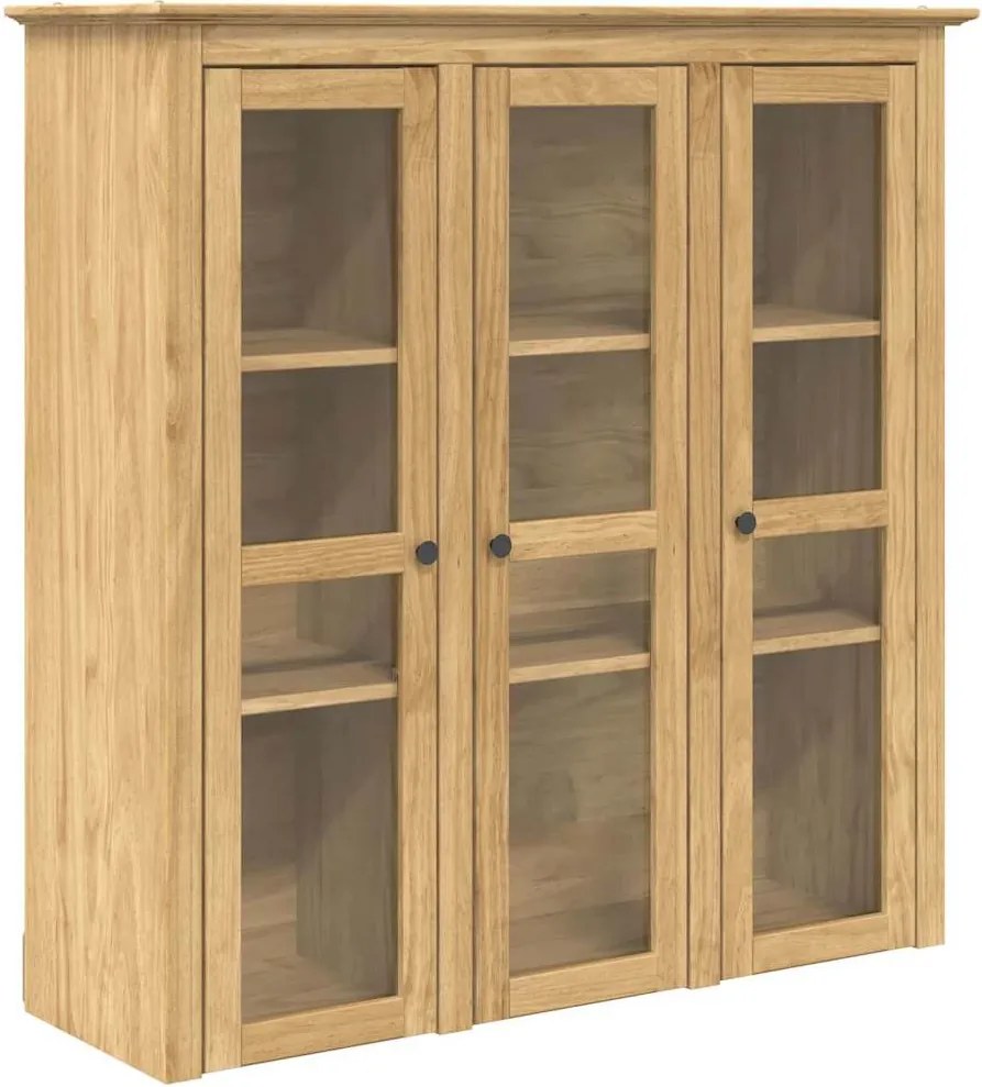 vidaXL Üvegajtós tároló BODO Méz barna 115,5 x 38,5 x 117,7 cm