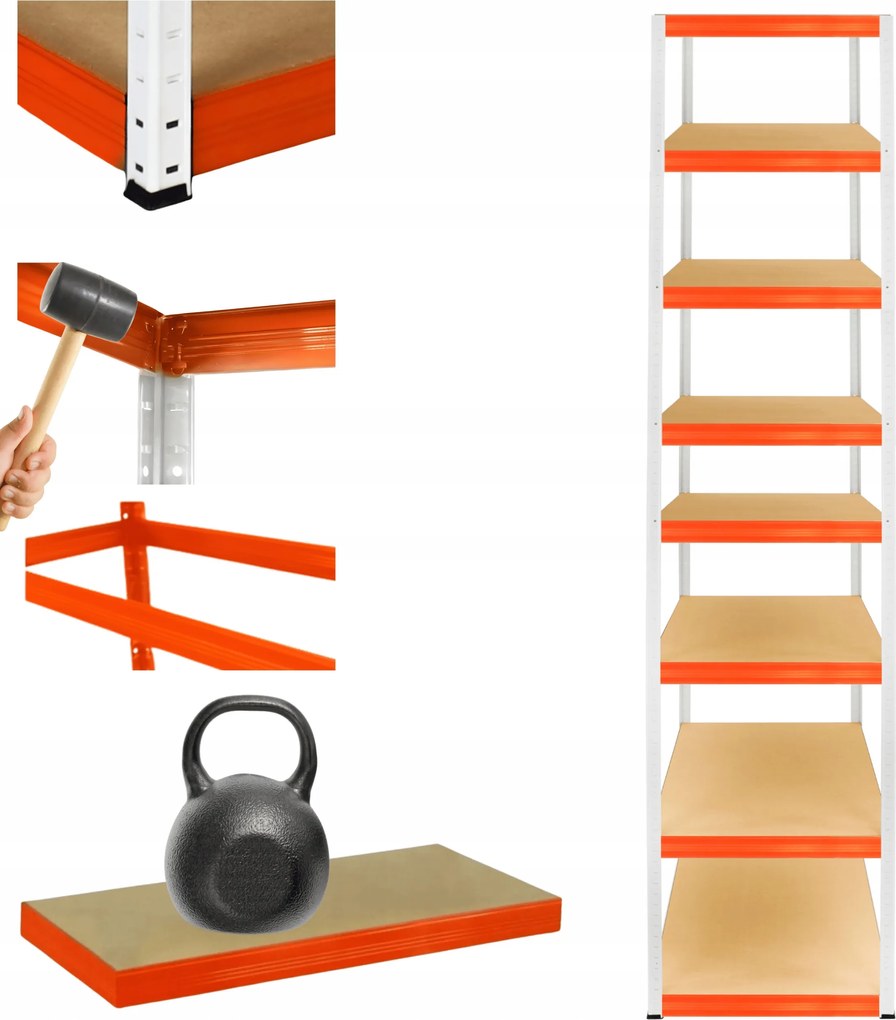 Tárolószekrény fém állvány Helios 270x45x45cm 8Px175kg Tömör Magas