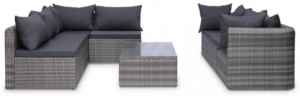 vidaXL 8-részes szürke polyrattan kerti bútorszett párnákkal