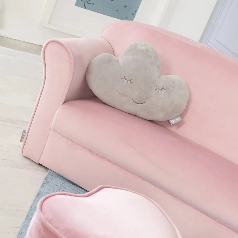Világos rózsaszín bársony gyerek kanapé 78 cm Lil Sofa – Roba