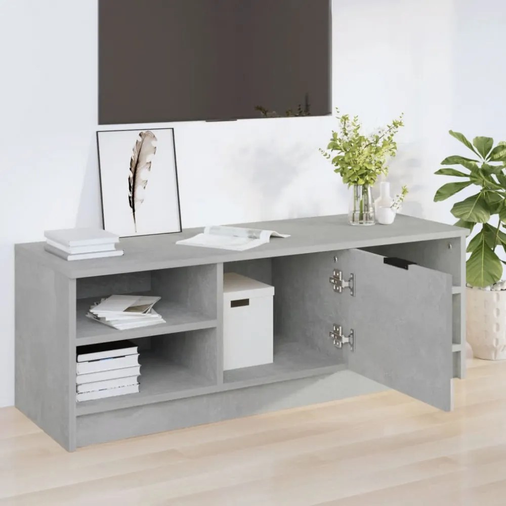 betonszürke szerelt fa TV-szekrény 102 x 35,5 x 36,5 cm