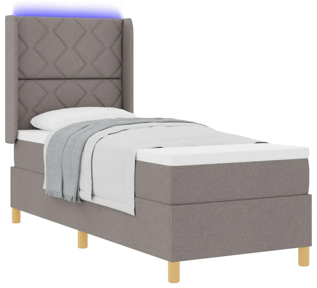 Boxspring Ágy Matraccal és LED-del Taupe 80x200 cm Szövet