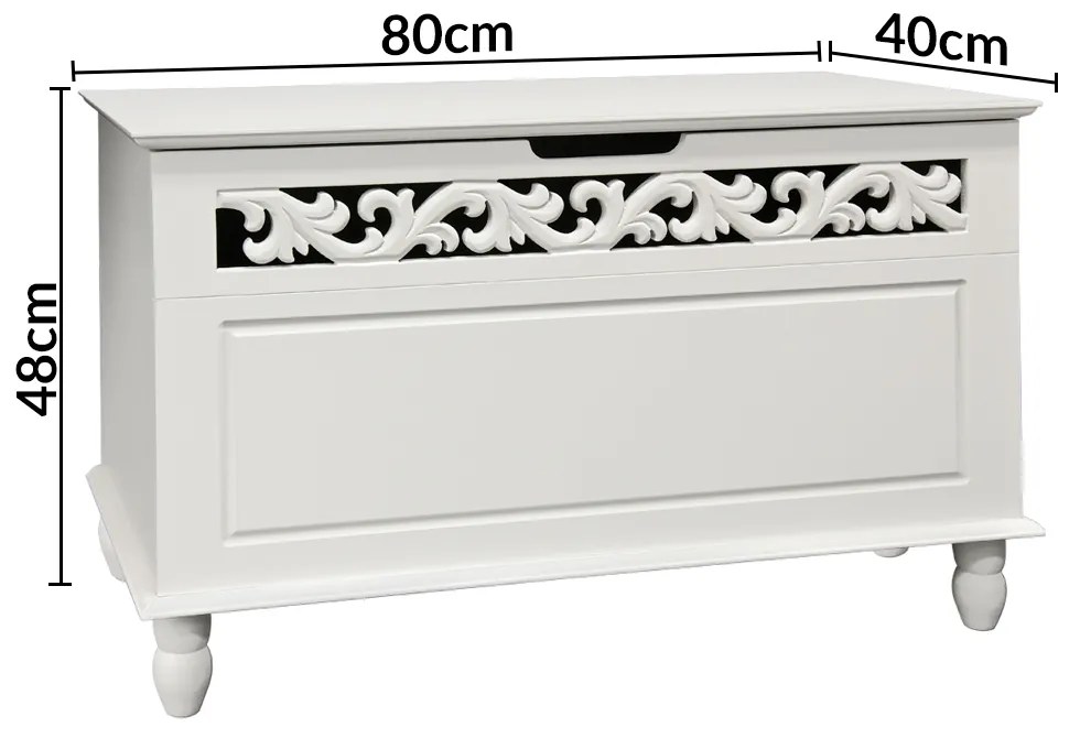 JERSEY fa láda, 80x40x48cm, fehér Casaria