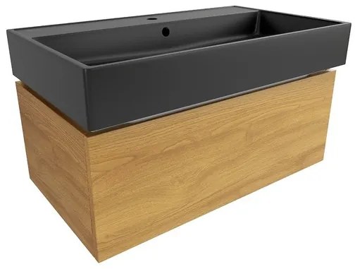 SAT Feel Fürdőszobaszekrény mosdóval 80x30x46 cm matt méztölgy SATFEEL80DMU3