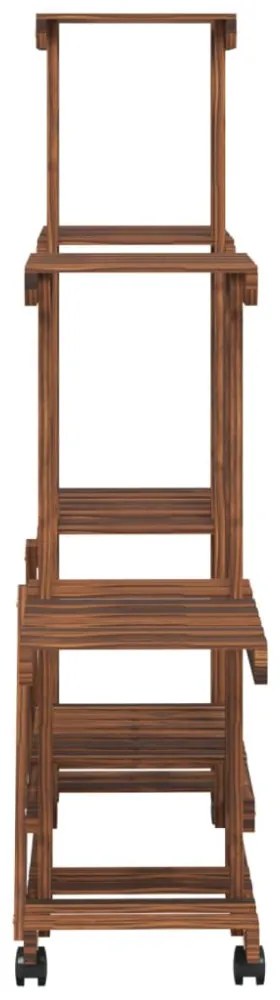 tömör fenyőfa virágtartó állvány kerekekkel 95 x 25 x 101 cm
