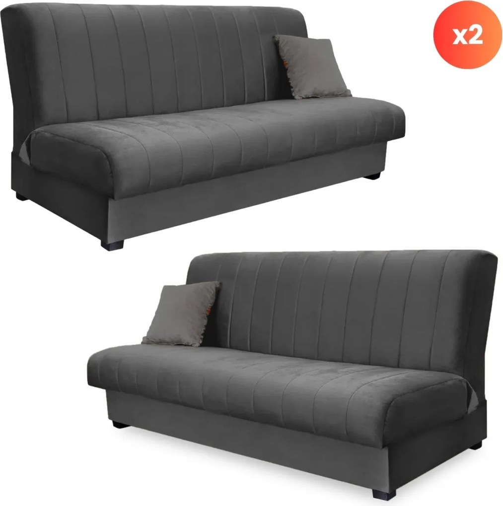 2 db-os szett, ágyazható kanapé szürke színben SIGMA