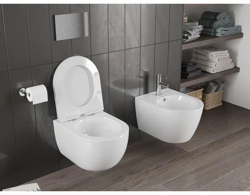 Mexen Carmen, fali WC csésze 490x365x340 mm, Perem nélküli Tornado, fényes fehér, 3388XX00T