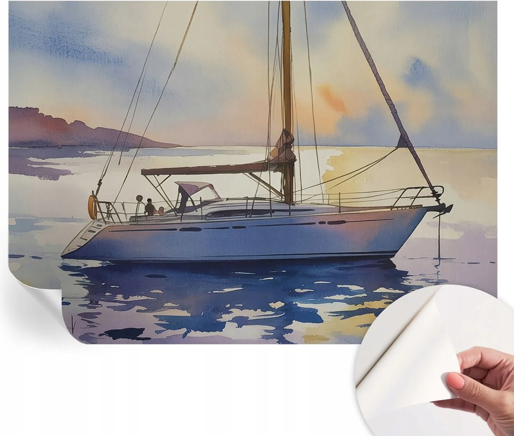 Öntapadós tapéta Fali furnér 3D hatás Vitorlás nyugat 208x146 cm