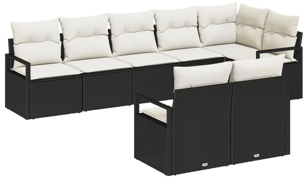 Kanapé Szett 8 pcs Fekete polirattan