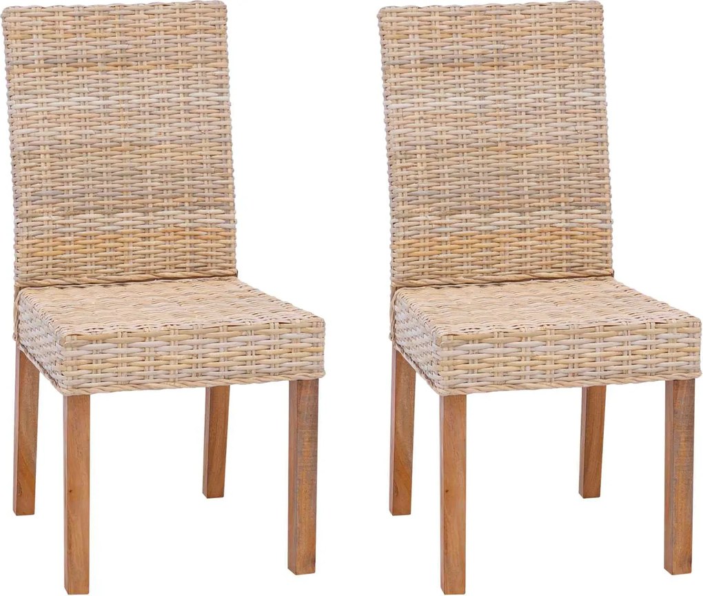 vidaXL Étkezőszék 2 pcs Természetes 45 x 54 x 93 cm Tömör Mahagóni Fa