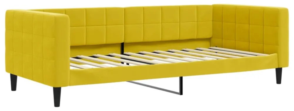 sárga bársony heverő matraccal 90 x 200 cm