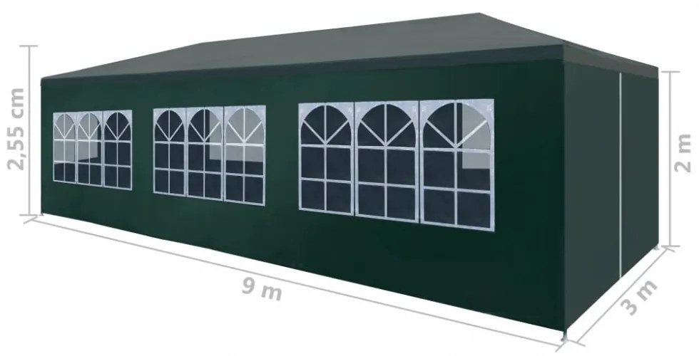 zöld partisátor 3 x 9 m