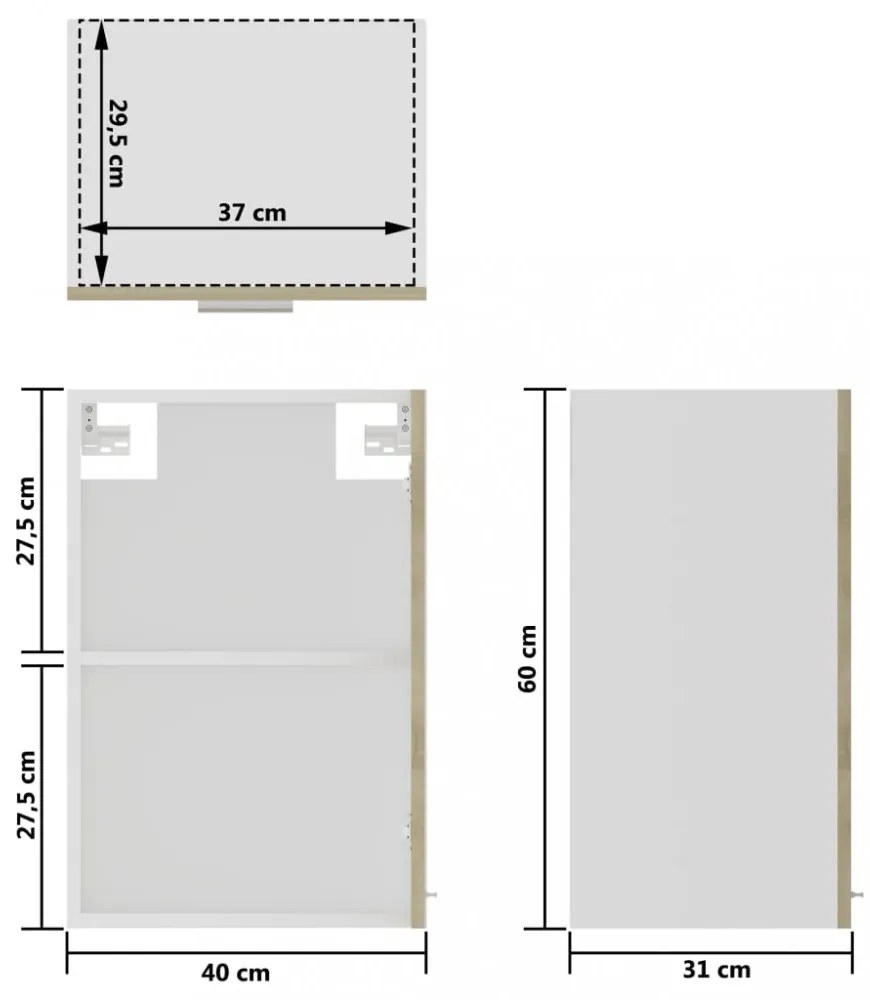 “Lyon” sonoma tölgy szerelt fa függő üvegszekrény 40x31x60 cm