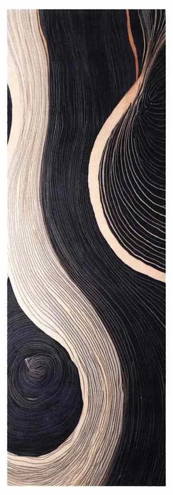 Konyhai szőnyeg Art Deco Fekete 180 x 60 cm Bársony