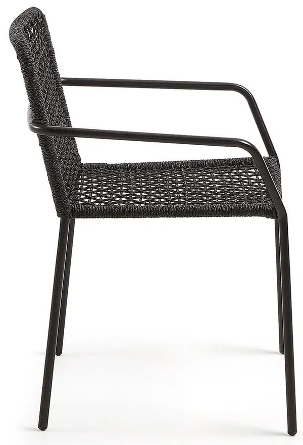 Bomer fekete acélszerkezetű kerti szék - Kave Home